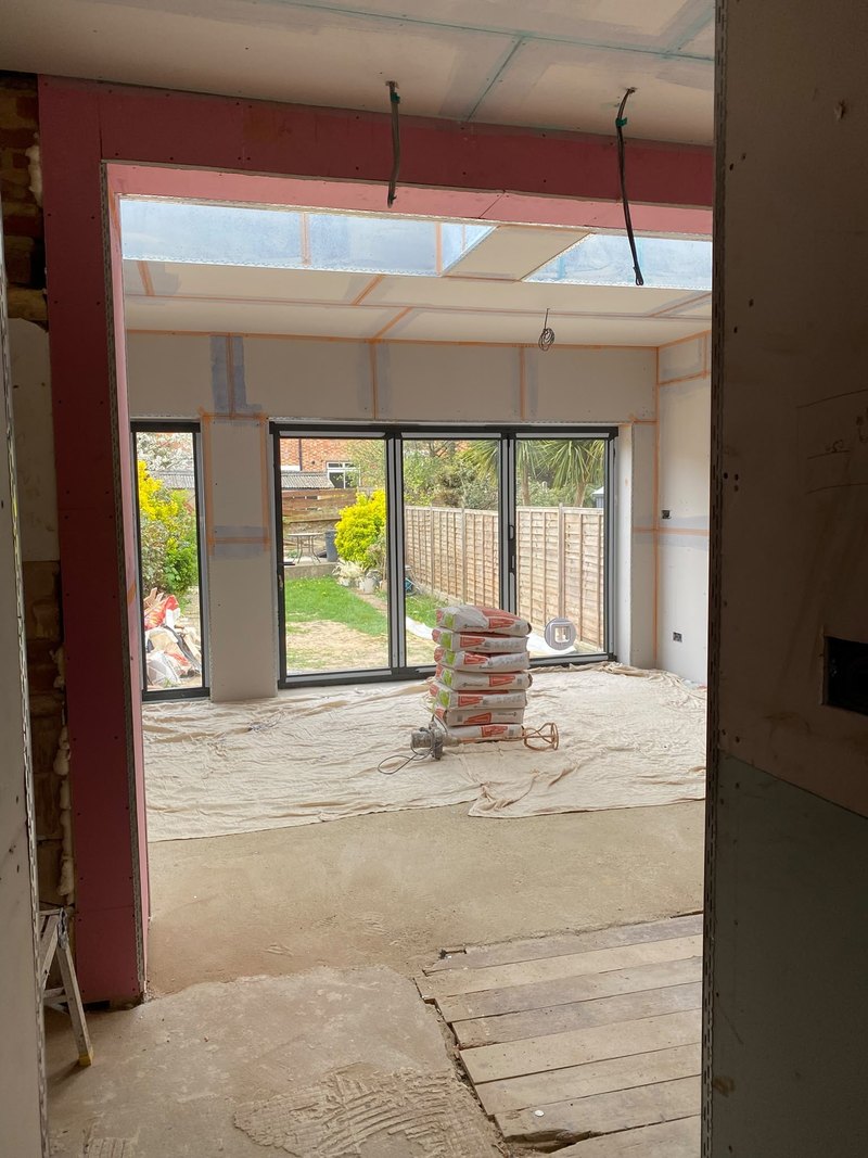 Extension opening and steel, before
