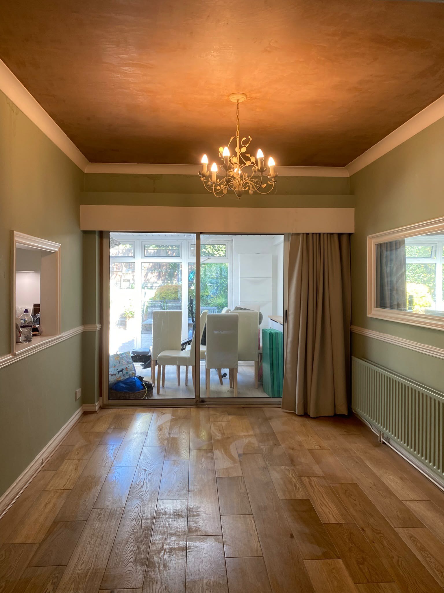 Dining room finished over wood floor, after