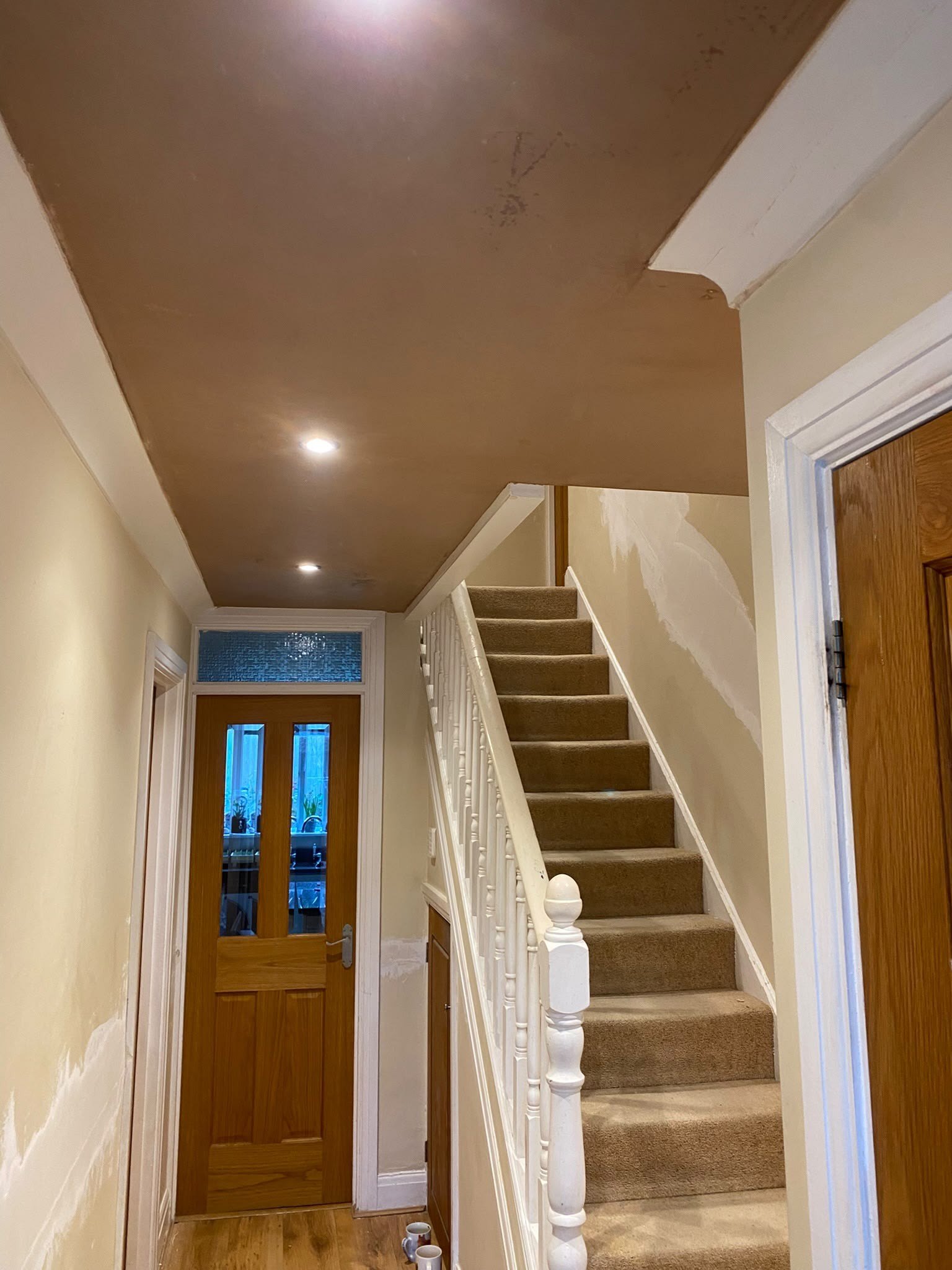 Dining room ceiling skimmed arch finished