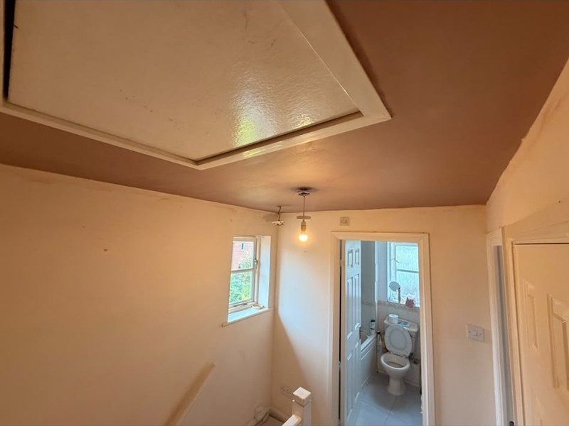Bathroom ceiling skimmed, after