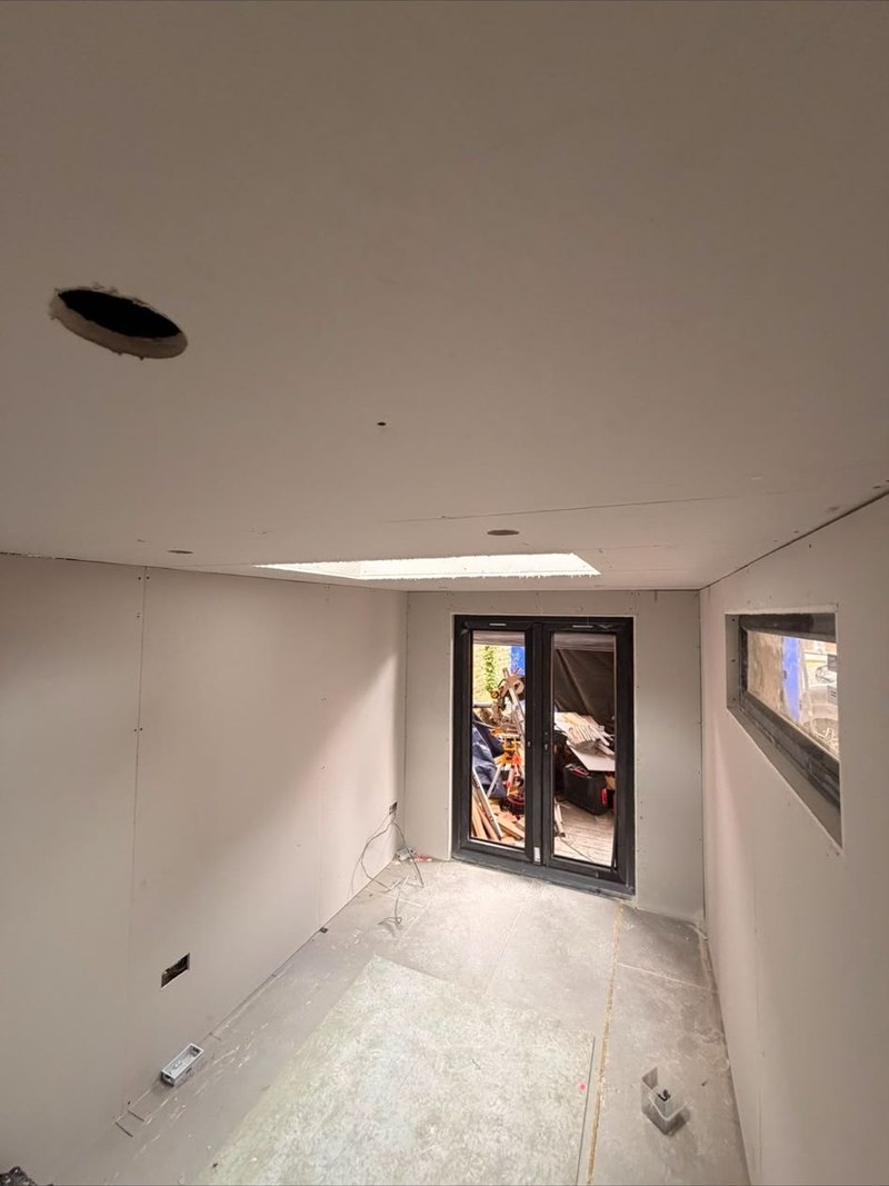Extension skimmed and ready for decorating, after