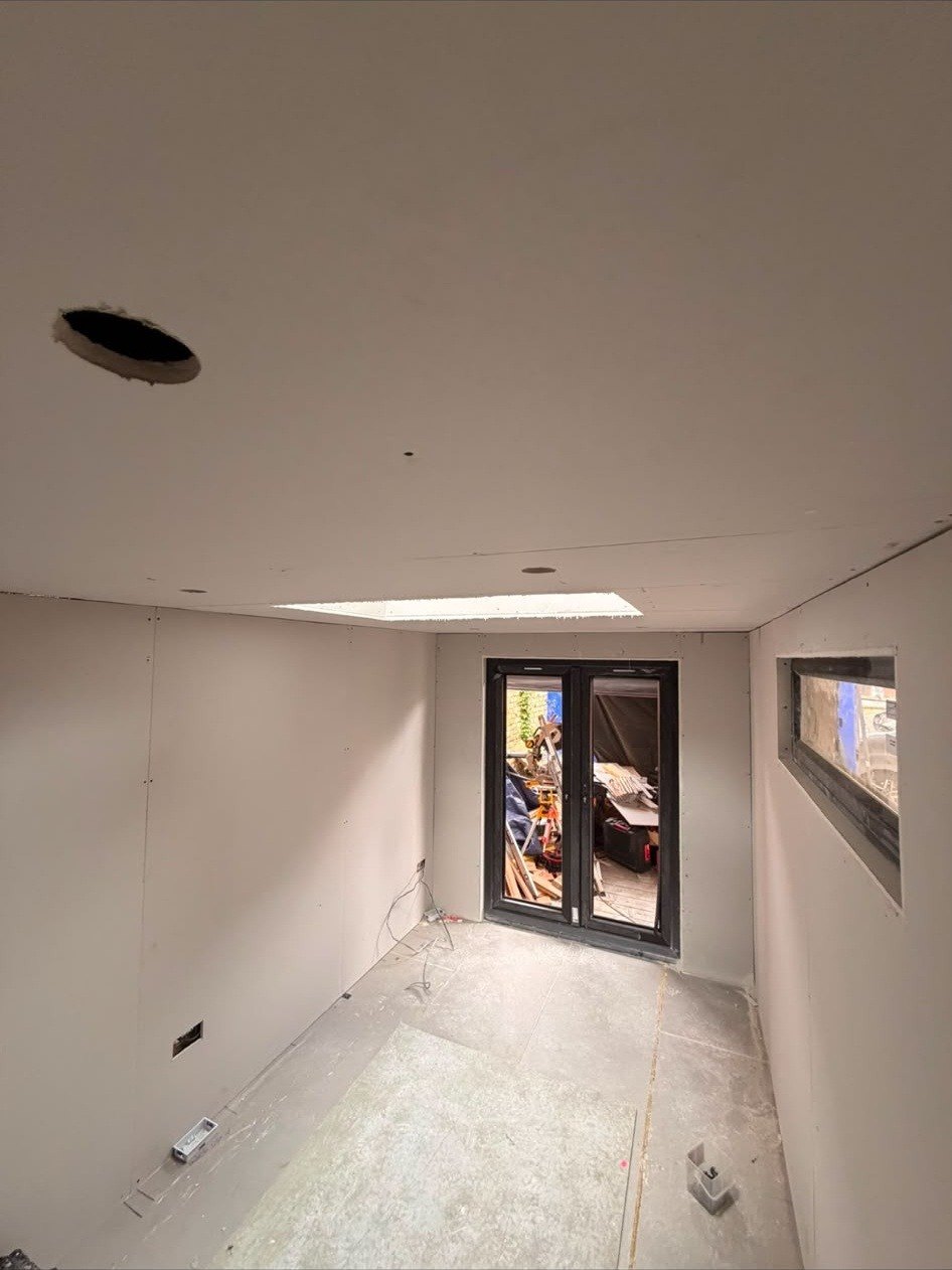 Extension skimmed and ready for decorating, after