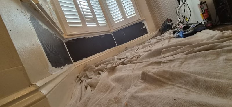 Bay window wall prepped wide, during