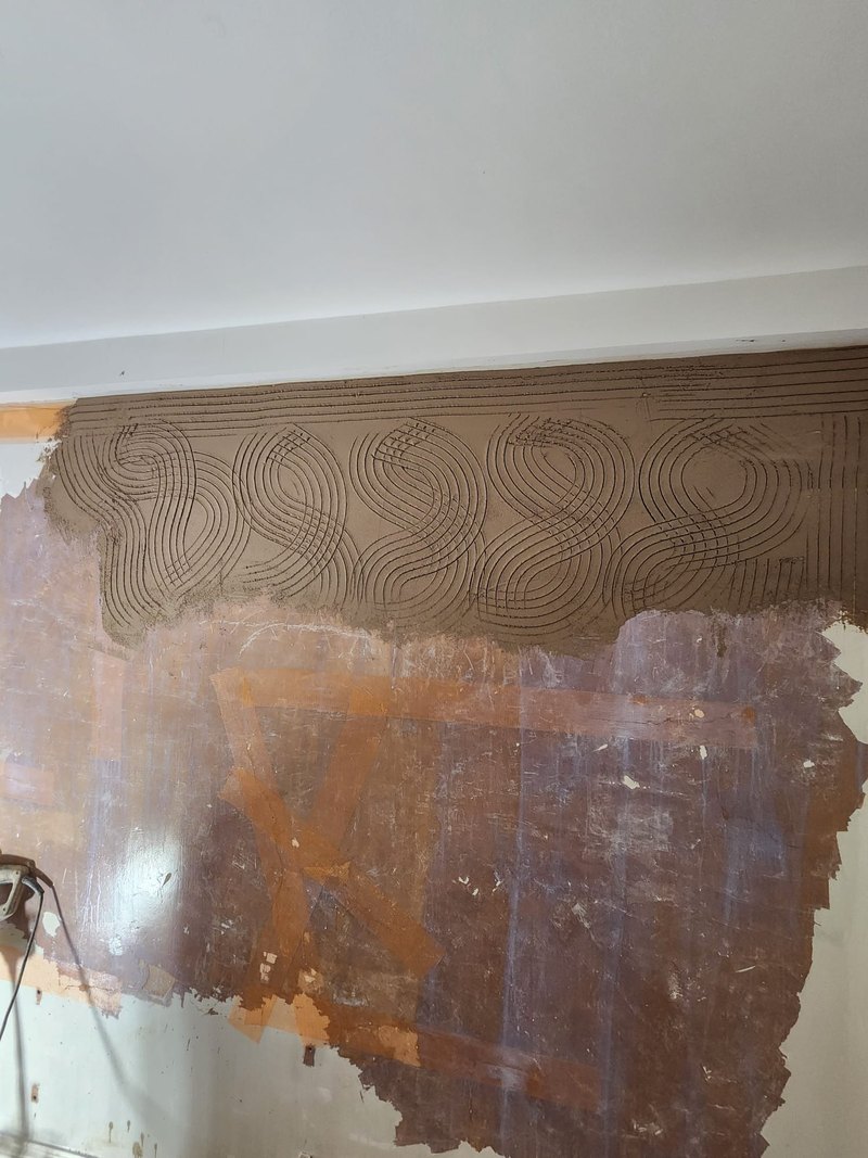 Living room wall scratch coat, during