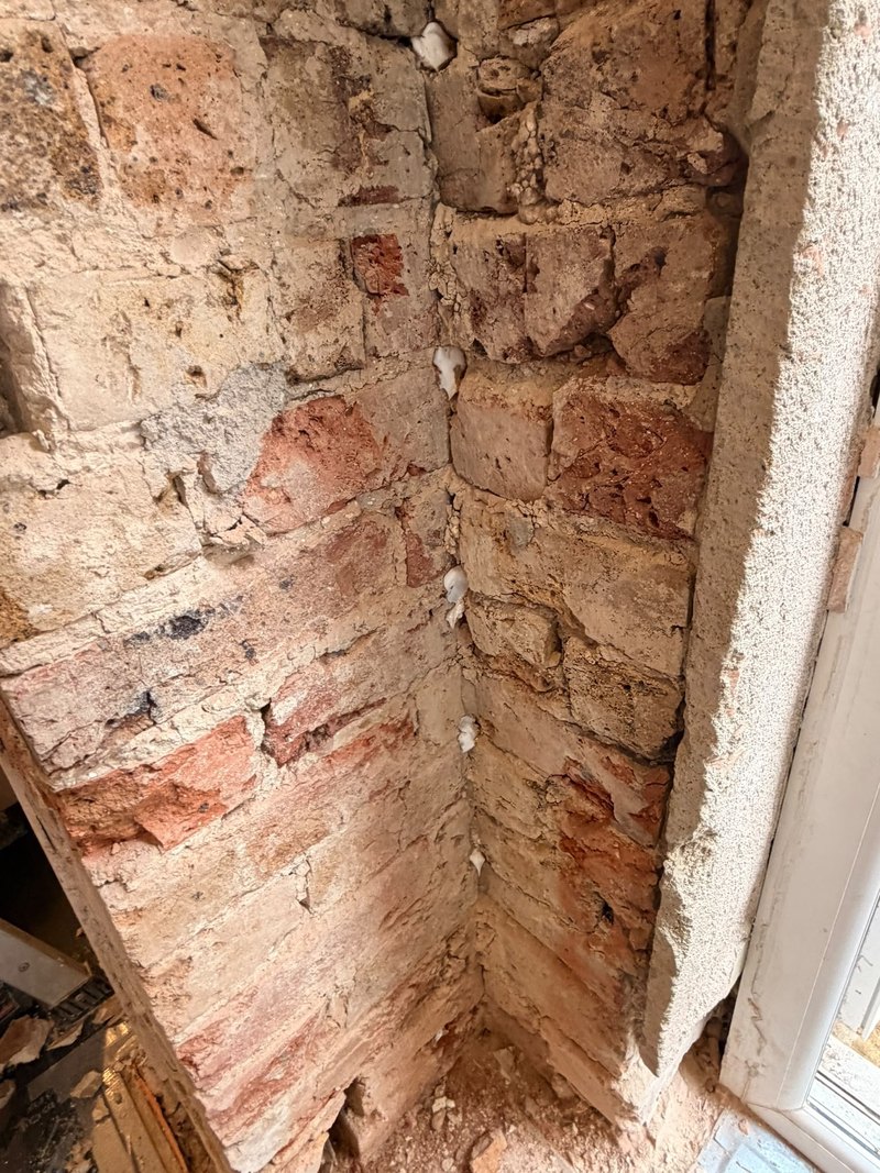 Damp corner DPC injected, during