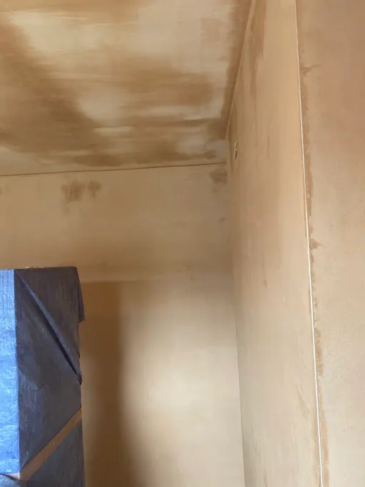 Skimmed ceiling and wall corner close up