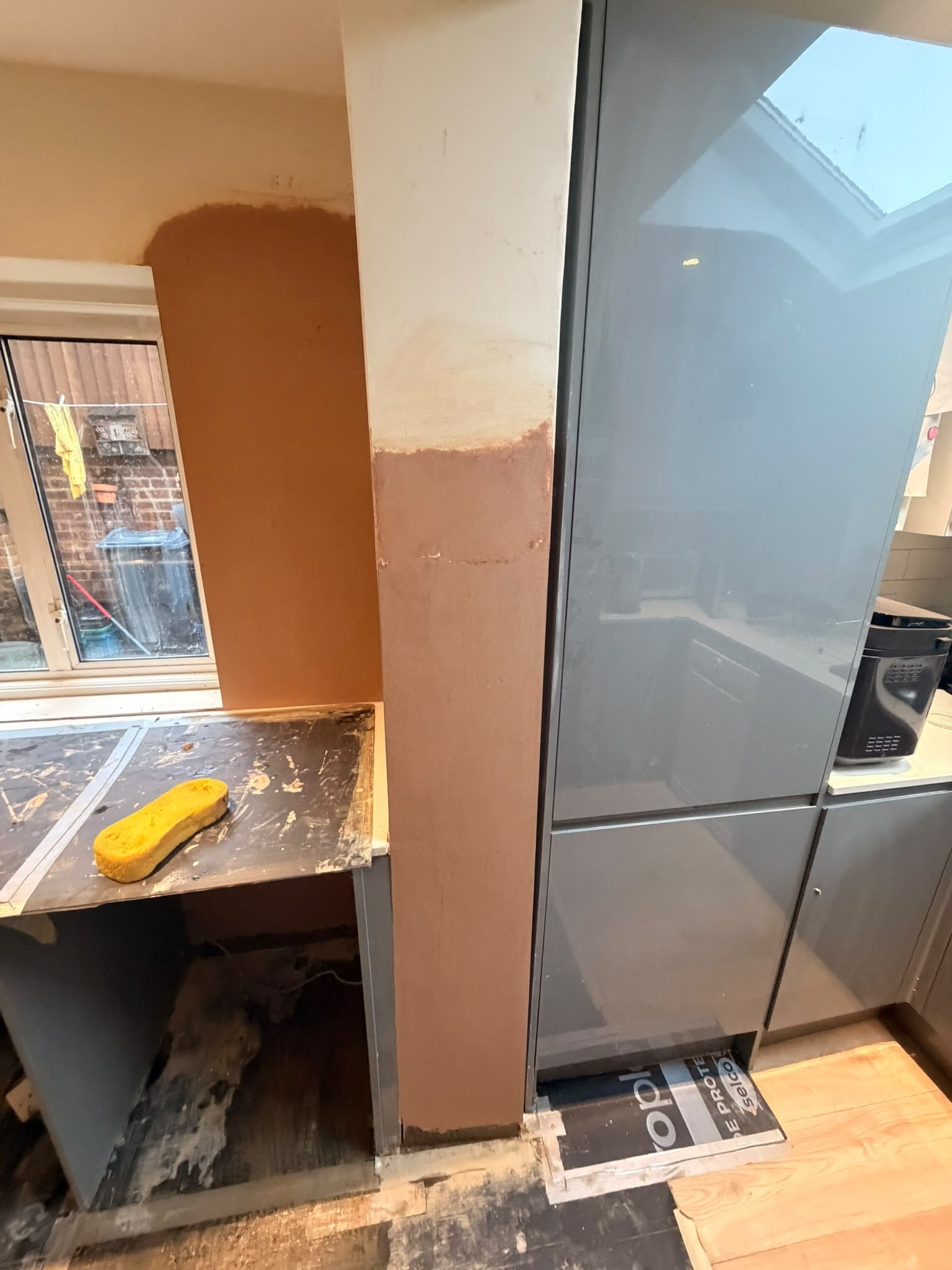 Kitchen pier skimmed, after