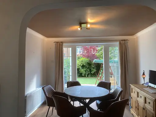 Dining room ceiling skimmed arch finished