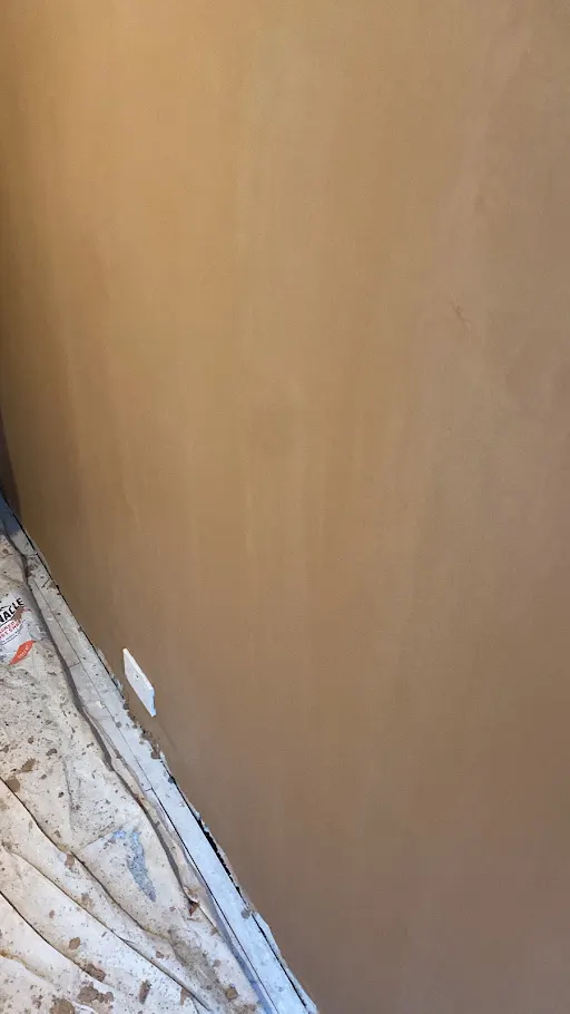 Hallway wall skimmed close up
