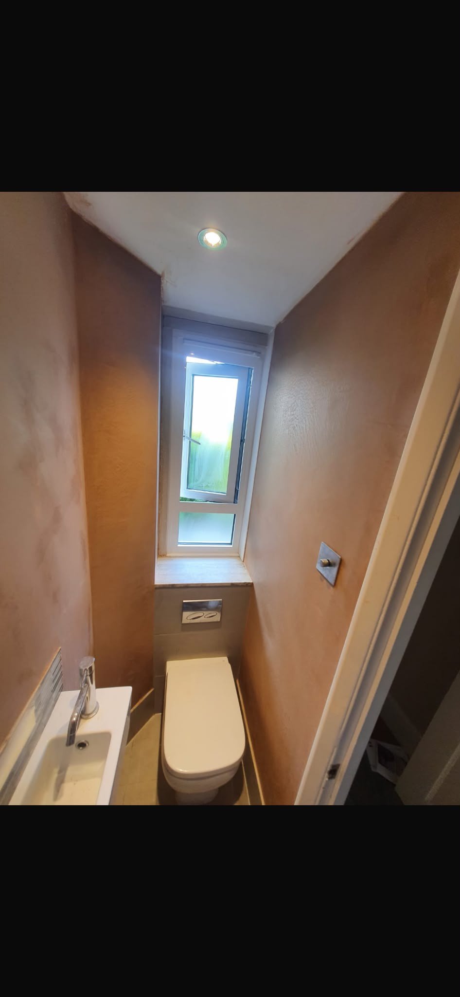 Bathroom walls skimmed under velux, after