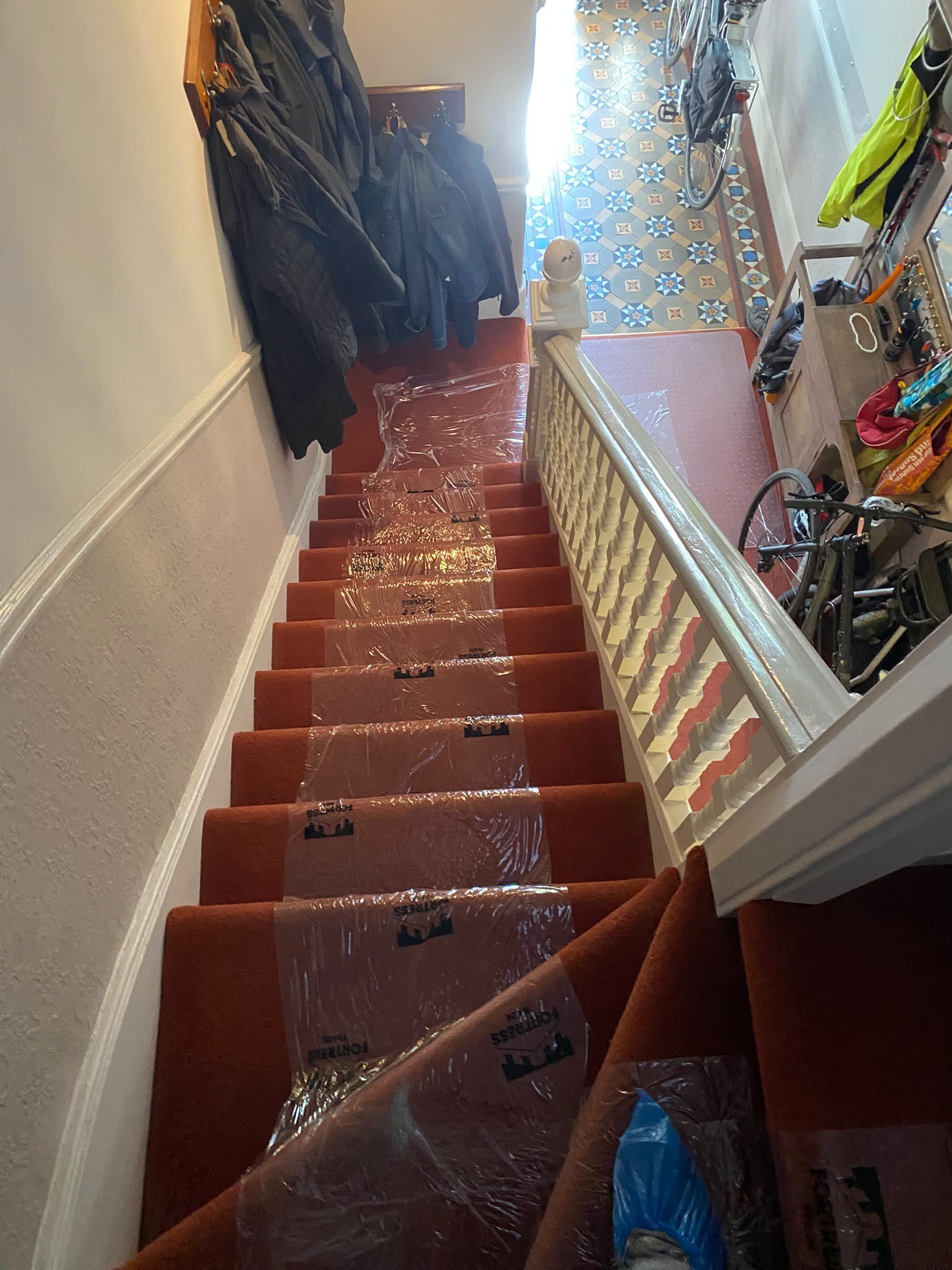 Hallway and staircase before work, before