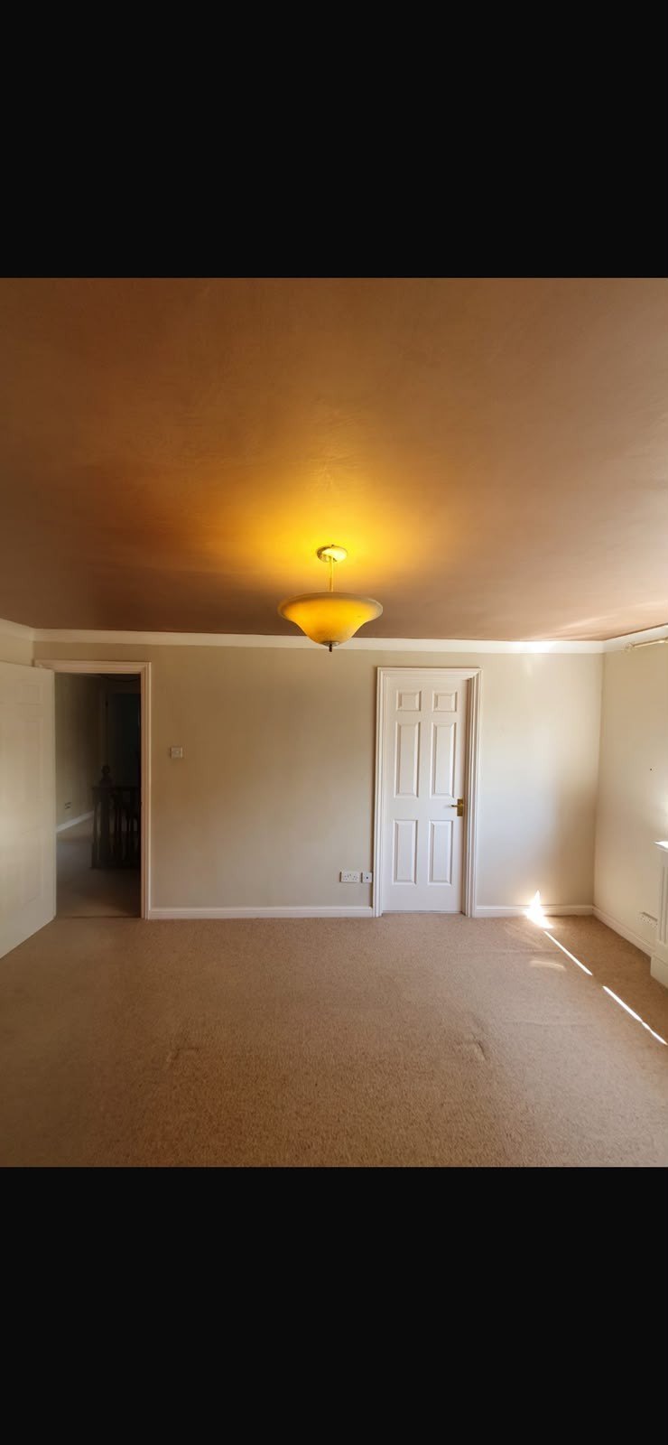 Bedroom walls and ceiling skimmed, after