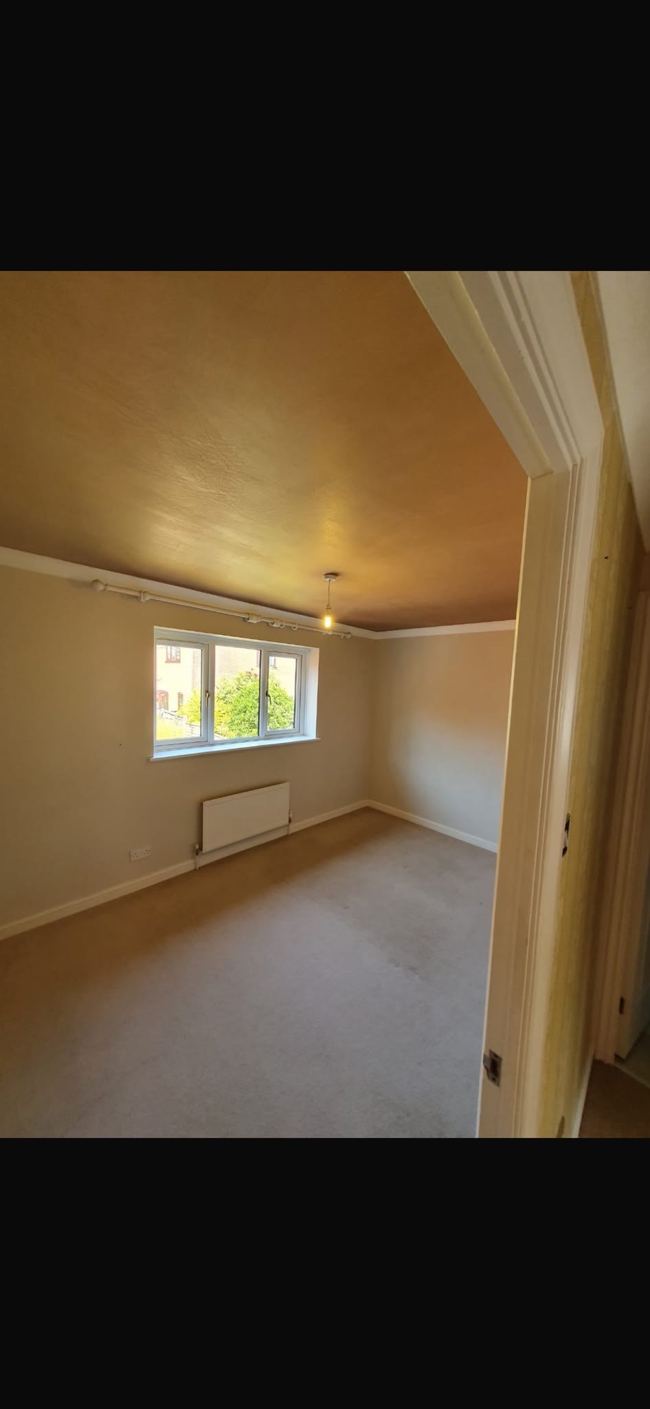 Room walls and ceiling skimmed wide, after